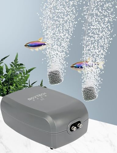 Image of UPETTOOLS Aquarium Air Pump Grey, Fish Tank Air Pump with Accessories Adjustable Dual Outlet Oxygen Pump with 2 Air Stones Extra Large Air Volume for Up to 160 Gal Fish Tank 3.5W