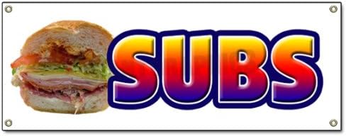 72" SUBS Banner Sign Submarine Hero hoagie Shop Signs