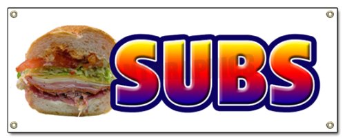 72" SUBS Banner Sign Submarine Hero hoagie Shop Signs