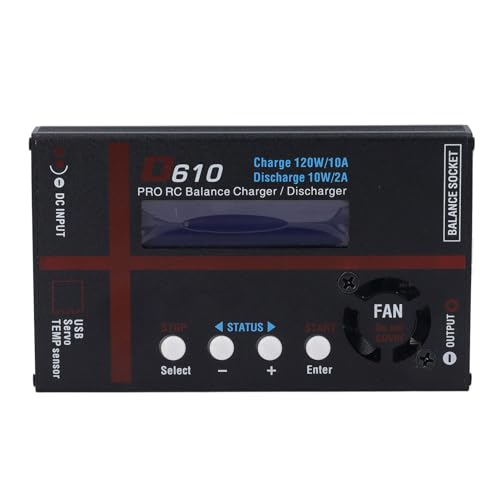 FTVOGUE Chargeur d'équilibre Chargeur de Batterie Li ION en Acier allié 120 W 10 A avec Modes de DéCharge d'équilibre de Charge et 20 Stockage de Données pour Les Utilisateurs de Batterie RC et Le
