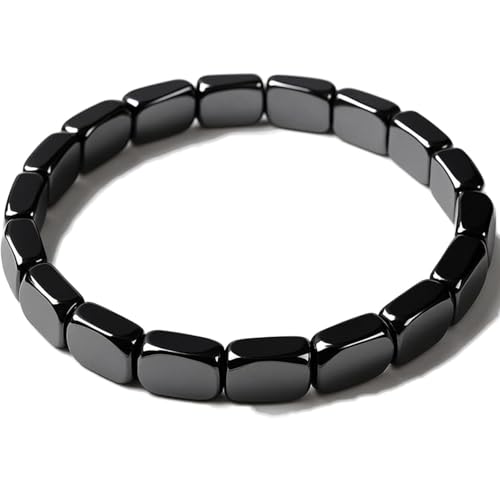 WEIWOGU Pulsera de hematita Hemys, brazalete de hematita hemys para hombres, mejorar la claridad mental y el enfoque, reclamar la confianza y el impulso, el regalo para los hombres (1PC)