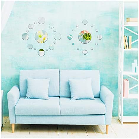 32 Pcs Mirror Stickers Stick on Mirrors for Walls Round Acrylic Decorative Stickers DIY Self Adhesive Circle Mirrors for Living Room Bedroom Office TV Background Kitchen Halloween Decoration(6sizes)