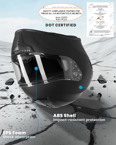 Image of Favoto Full Face Motorcycle Helmet - Dual Visor, Anti-Fog Film Included, DOT Approved Adult Dirt Bike Helmet for Men Women