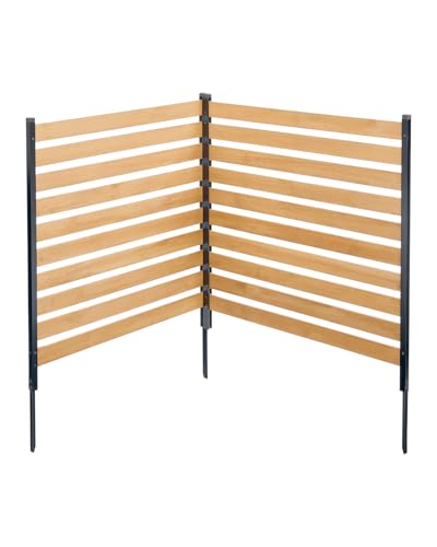 VEVOR Wood Privacy Fence, 38' W x 42' L, 2-Panel Slatted Air Conditioner Fence Screen, Pool Equipment Enclosure with Metal Stakes, Easy DIY Installation, Outdoor Trash Can Hider for Garden Decoration