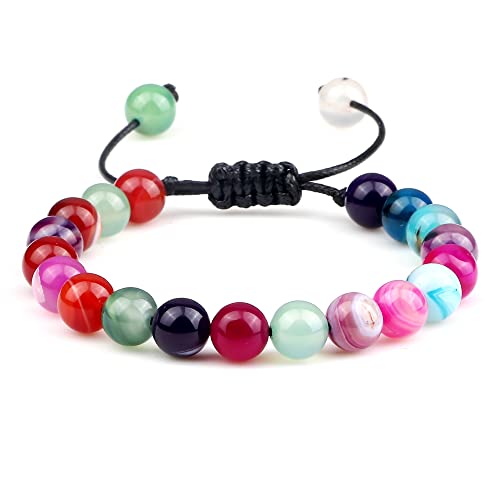 Bracelet en pierre naturelle d'agate et tourmaline de 4 à 8 mm pour yoga
