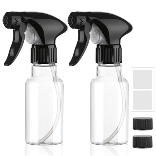 Hethyo Spray Bottles 4oz/120ml Plastic Small Spray Bottle for Hair Mist/Stream Spraying Heavy Duty Empty Water Spray Bottles for Cleaning Solutions Plants 2 Pack (Clear)