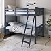 Storkcraft Caribou Solid Hardwood Twin Bunk Bed, Navy Twin Bunk Beds for Kids with Ladder and Safety Rail
