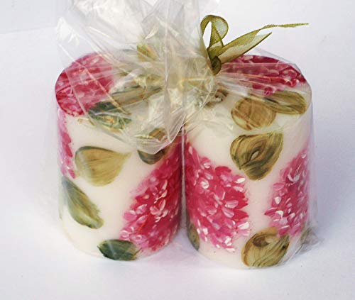 Hand Painted Pink Hydrangea Flower Small Mini Votive Candles Shabby Chic Floral Spring Decor Decorations Set Of 2 #TOP4
