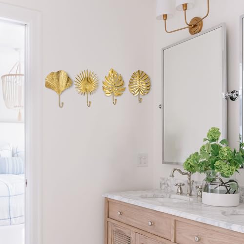 Oairse 4PCS Dekorative Garderobenhaken Gold Kleiderhaken Vintage Wandhaken Garderobe für Jacken, Schals, Taschen, Rucksäcke, Handtücher und Mehr, Retro Shabby Chic Landhausstil