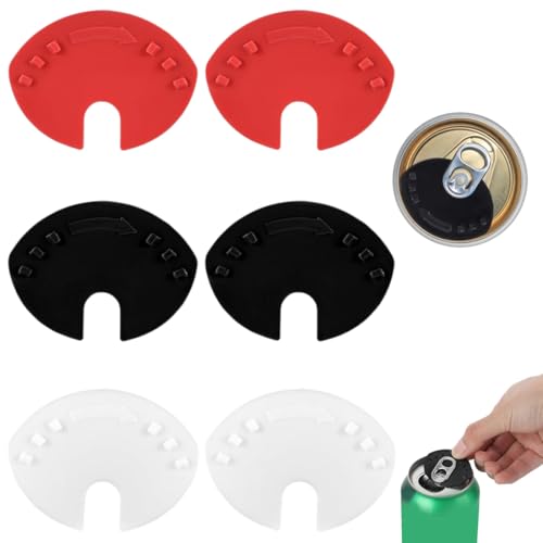 GHPKOTW Getränkedosendeckel, 6 Getränkedosendeckel, Staubdichte Getränkedeckel, Cola Dose Soda Soda Bier Getränkedichtdeckel (Weiß Schwarz Rot)