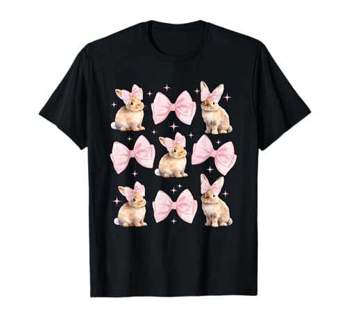 Cute Easter Bunny Coquette Bow Easter Day Women Girls Maglietta