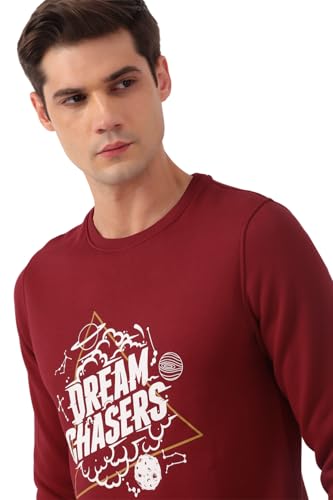 Image of Peter England Men's Poly Cotton Print Round Crew Neck Sweatshirt