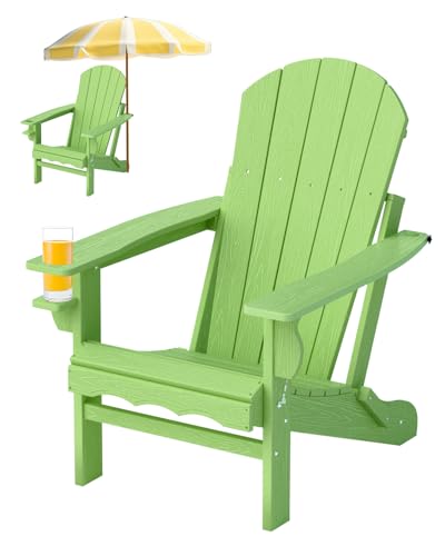 Foldable Adirondack Chair, HDPE Fire Pit Chairs with Cup Holder
