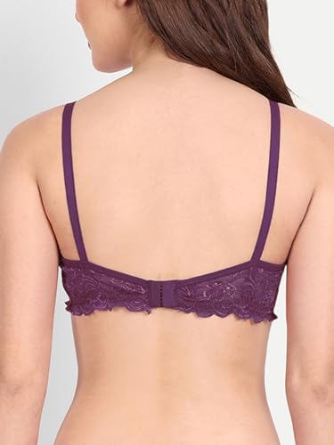 Image of FIMS - Fashion is my style Women Cotton Blend Lace Lightly Padded Bra Seamless Purple Blue Size 40B