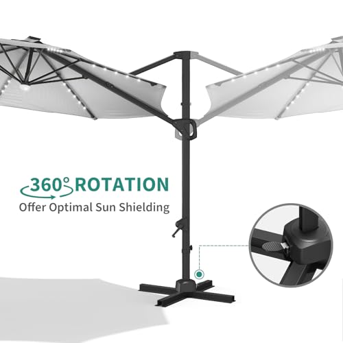 Garvee 10Ft Cantilever Patio Umbrella with 360° Rotation, Adjustable Tilt, Heavy-Duty 600D Oxford Fabric, Rust-Proof Aluminum Frame, Fits Most Stands, Without Base Weight