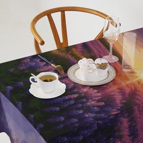 Nappe lavable rectangulaire 140x190cm motif prairie lavande