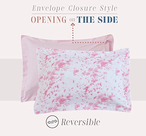 Image of Elegant Comfort Reversible 10-Piece Comforter Set, Tie-Dye Print, Decorative Pillow and Fitted Sheet with Smart Pockets, Soft, Plush, Lightweight Material, 10pc Tie-Dye Set, Twin, Light Pink