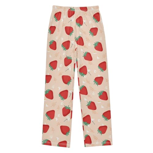 Strawberry Floral Boys Long Pants Soft Trousers Elastic