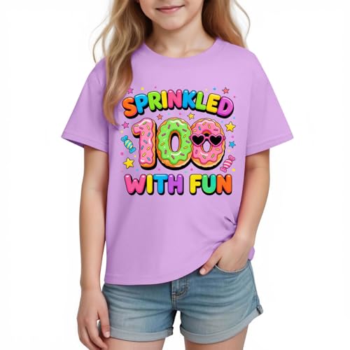2-9 Kids Colorful 100 Days T-Shirt – Boys Girls Student Milestones Top,Casual Breathable All-Day Comfort Tee