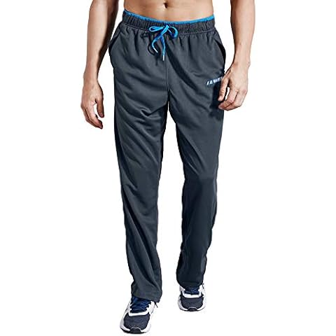 LUWELL PRO Men's Sweatpants with Zipper Pockets Open Bottom Athletic Pants for Jogging, Workout, Gym, Running, Training(0727 Gray,L) Cover
