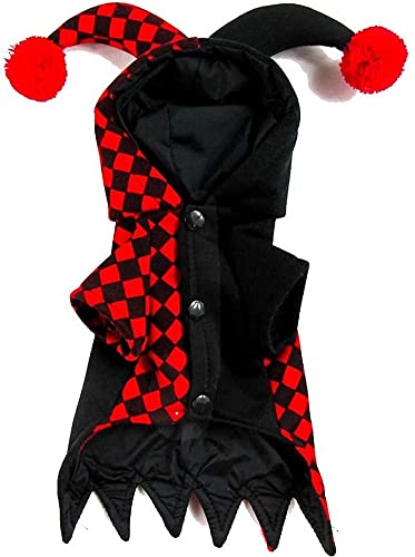 ペット服 犬服 秋冬 小型犬 ペットピエロ服ハロウィーン犬衣装ペットピエロ服パーカークリスマスコスプレジャンプスーツ (Color : Red+black, Size : D(XL))