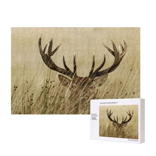 Whitetail Deer Fawn In Wilderness Stag,300 Pieces Wooden Jigsaw Family Game Jigsaw Puzzles for Adults Teens Home Decor