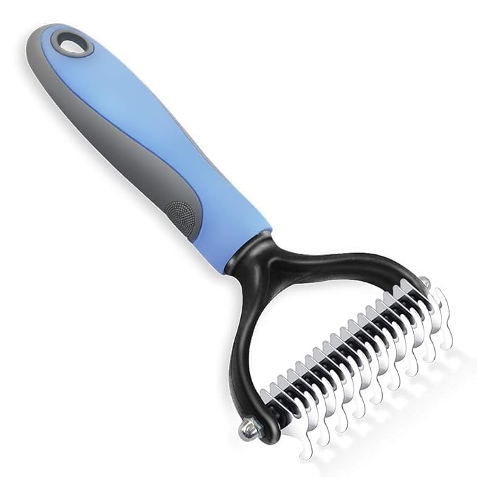 Mishrit Dematting Rake for Dogs | Double Row Undercoat Rake for Dogs | Cat Brush & Deshedding Tool Gently Removes Loose Hair & Mats | Dog Hair Detangler & Cat Matted Fur Remover (Pack of 1). (B0CHZ8NN57) Amazon Price History, Amazon Price Tracker