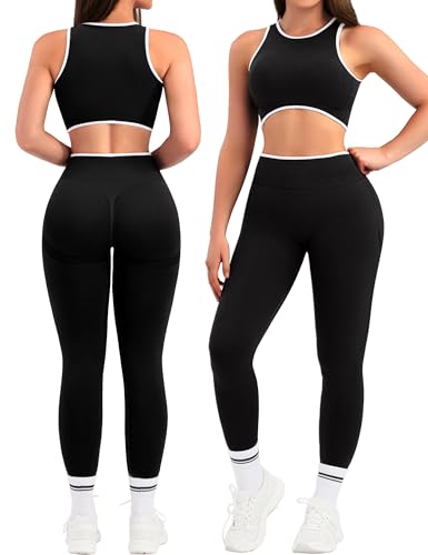 Relety ���f�B�[�X ���[�N�A�E�g�Z�b�g 2�s�[�X �V�[�����X �N���b�v�^���N�g�b�v �n�C�E�G�X�g ���M���X �R���g���X�g �g���� �p�b�h���� ���[�T�[�o�b�N �u�� ���K �A�E�g�t�B�b�g, �u���b�N, Medium