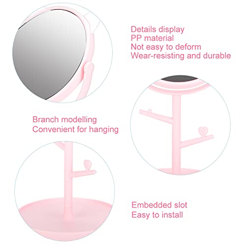 Espelho de Princesa Giratório Fofo Espelho de Vaidade Vaidade de Menina (orelhas de gato rosa)