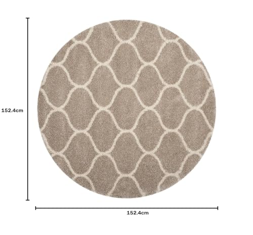 Image of Solid Fluffy Rugs and Carpet for Hall and Drawing Room 5x5 Round M-23