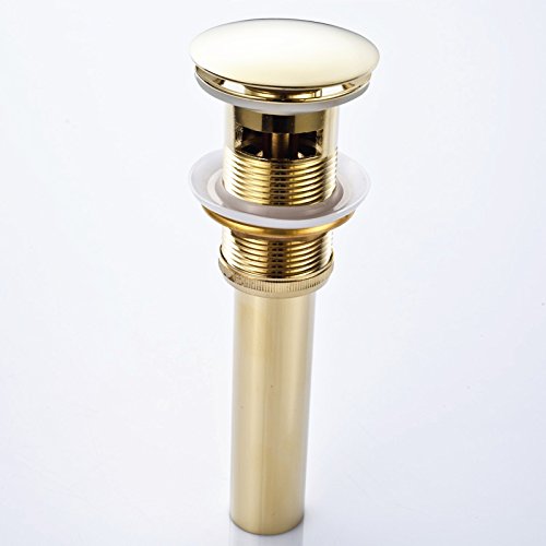 Tapón de desagüe emergente con rebosadero para Grifo de Lavabo de baño Tuqiu MY-PD001 (Dorado)