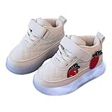 スニーカー 子供 キッズ 男の子 光る靴 女の子 人気 幅広 白の靴 苺 マジックテープ クッション性 春 夏 人気 かわいい 軽量 通気 柔軟 滑り止め 快適で 遠足 通学 通園 ハイキング キャンプ ユニセックス 贈り物 日常着用 プレゼント(ホワイト,14.5 cm)