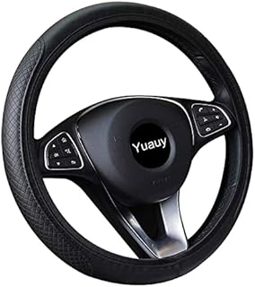 Yuauy Microfiber Leather Steering Wheel Covers Anti-Slip Universal Car Steering Wheel Cover (Black)