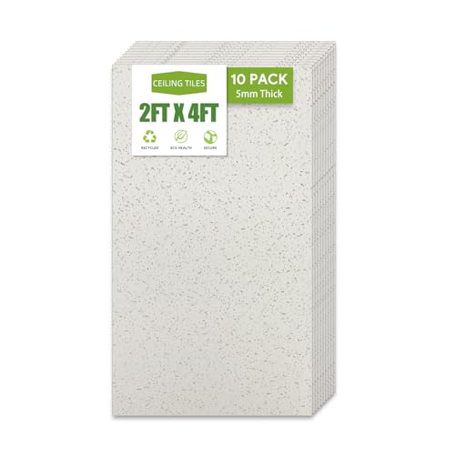 2ft x 4ft Printed Pro Ceiling Tile,Drop Ceiling Tiles 24 x 48in. Waterproof, Washable and Fire-Rated - Reusable - High-Grade PVC to Prevent Breakage-Package of 10 Tiles