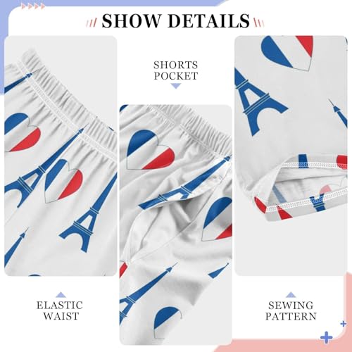 Frence Flag Love Heart Boys Long Pants Soft Trousers Elastic Waist Kids Lounge Bottoms with Pockets S-XL4