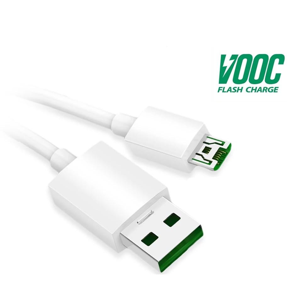 Image of VOOC Super Fast Charging & Data Sync Micro USB Cable Compatible For Oppo F11 /F11 Pro /F9 Pro /Realme 3 Pro Up To 4 Amp For All Oppo /Realme VOOC Compatible Smartphone(NOT Type C),1M,White