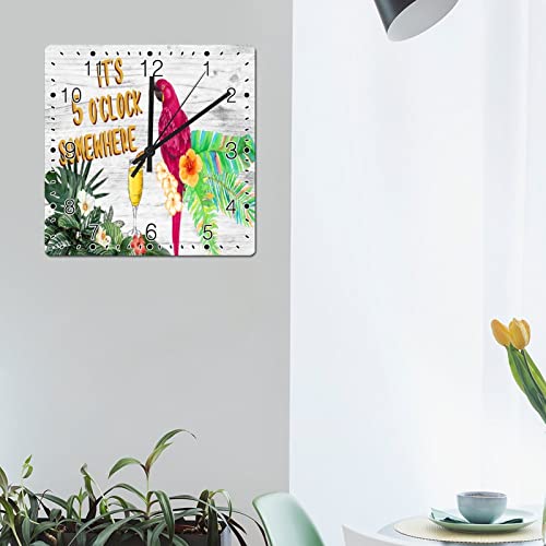 Horloge murale fleurs et perroquet pour mur vide - 5