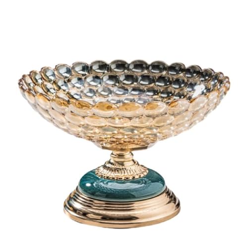 JUNYFFF Frutero De Vidrio Tazón De Frutas, Cesta De Frutas Creativos, Cuenco De Frutas De Cocina, Plato Decorativo para Servir Frutas, Mesa De Encimera, Cesta para Caramelos, Frutas,Oro