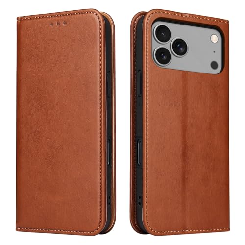Étui iPhone 17 Pro en cuir marron maroquinerie haut de gamme style vintage