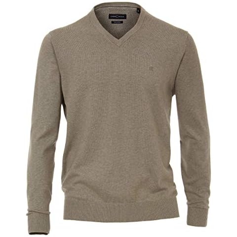 Casamoda 004430 Men's Pullover with V-Neck, Elasticated Waistband, Plain Colours - Brown - XL Cover
