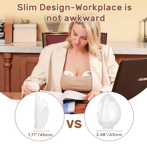 NCVI Silicone Breast Milk Collector for Breastfeeding, Wearable Breast Shells for Night Use, Slim Detachable Manual Breastmilk Saver, BPA-Free Invisible Nursing Cups Fit in Regular Bra, 70ml
