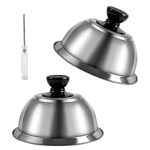 🍔【Buon Design】:Le nostre campane per hamburger in acciaio inox sono dotate di una maniglia resistente al calore, ergonomica e comoda da impugnare, in modo da poter rimuovere in modo sicuro il coperchio senza ferirsi le mani dopo la cottura del cibo.