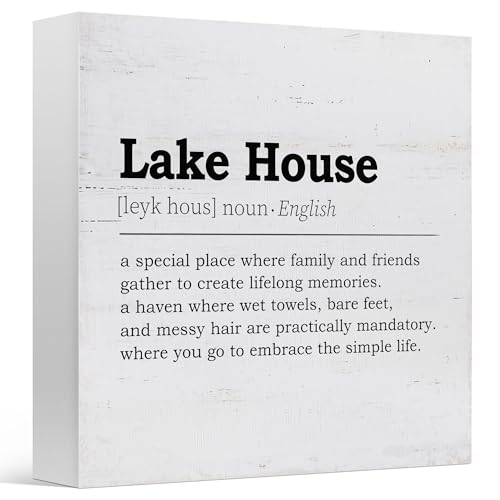 Lake House Decor Definiton Wooden Box Sign, Rustic loch Cabin Decoration