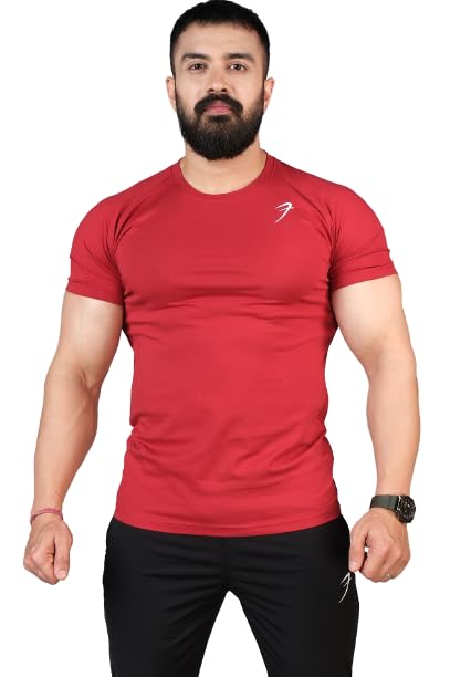 Image of FUAARK Men's Solid Slim Fit Sports Gym T-Shirt
