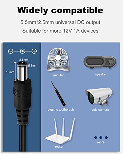 Arybroourd 1210ND Dc 12V 1A Power Supply 12W Ac/Dc Adapter 100-240V 50-60Hz Ac To Dc Converter 12 Volt 1 Amp Transformer thumb #4