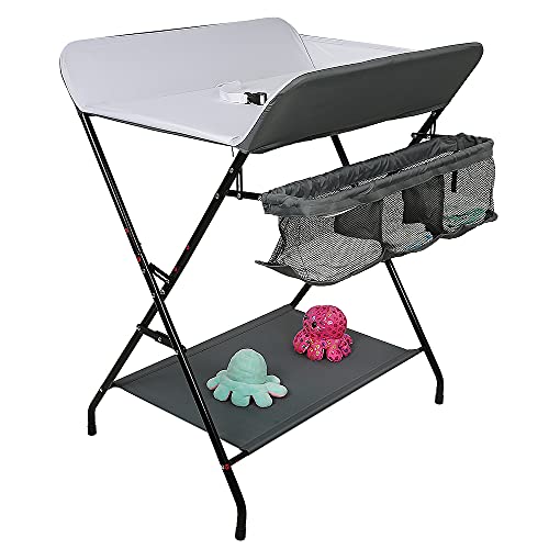 Cambiador Bebe Mueble Plegable, Cómoda Cambiador, La Mesa para Cambiar Pañales Puede Soportar un Bebé de 25 kg, no es Necesario Inclinarse para Terminar el Cambio de Pañal
