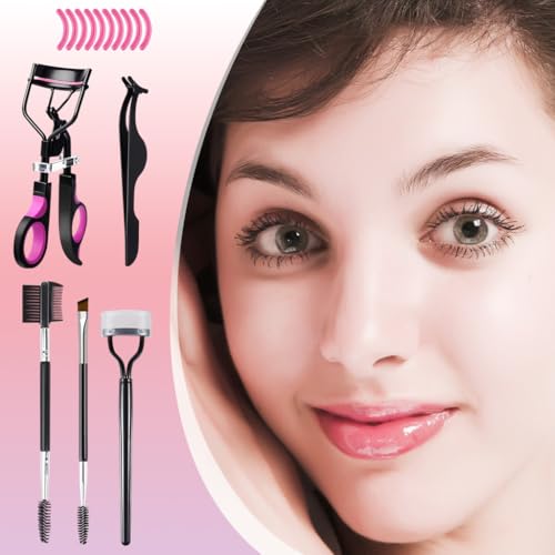 Image of MAYCREATE Eyelash Curler Kit with 10 Silicone Refill Pads, Eyebrow Brush