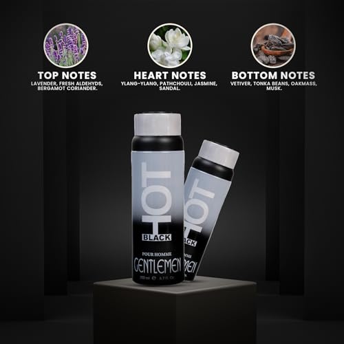 Image of BERNARD DIMITRI HOT BLACK GENTLEMEN Deodorant for Men - 200 ML Each| Pack of 2| Fragrance of Woodsy Notes and Amber | Long-Lasting Freshness Smell | Deo Idle Gift For Brother, Friend and Loved Once
