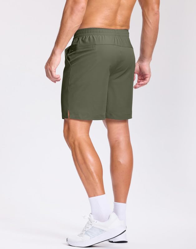 Image of GGJ Men's Lightweight Athletic Shorts with 2 Zipper Pockets 7 inch /9 inch /5 inch Gym Workout Running Quick Dry Tennis Shorts for Men