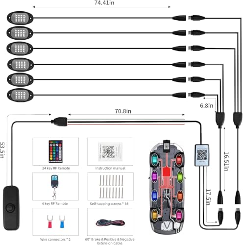 Rock Lights for UTV, 8 Pods RGB Underglow Kit with Sound Sync APP/Remote Control, Waterproof Lights for Car, Jeep, UTV, ATV, SUV, Home Décor, Camping, Bedroom & Party, Gift for Men by LED-UTRIGG - Used condition - Image 3